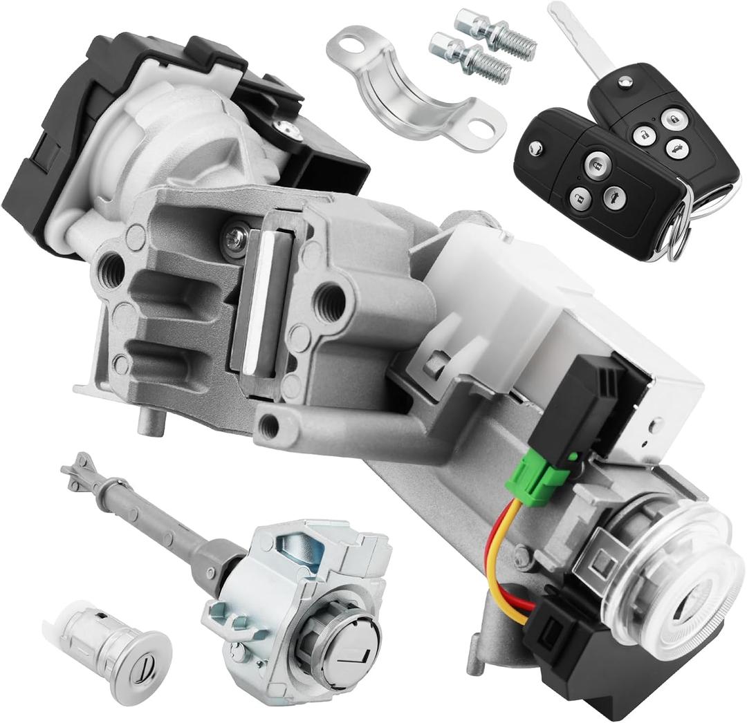 Ignition Switch Lock Cylinder, Compatible with 2012-2014 Civic 1.8/2.4L, Assembly w/Remote Key (ID46 Chip 433MHZ Freq), Left Door/Fuel Cap Lock, Replaces# 72185-TR0-A01