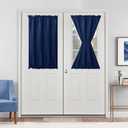 Hiasan French Door Curtains Privacy, Rod Pocket Semi Sheer Front Curtain for Door Window, 1 Panel (Navy Blue, W 24 inch x L 40 inch)