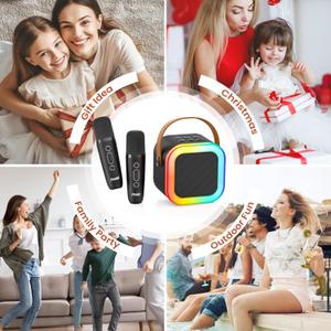 Peski Karaoke Machine for Kids Adults, Portable Bluetooth Mini Karaoke Microphone Singing Speaker Karaoke Player with 2 Wireless Mic, for All Smartphones,Birthday, Family,Home Party(Black)