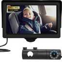 Baby Car Camera, HD Display Baby Car Mirror with Night Vision Feature, 4.3 inch Baby Car Camera with Monitor Wide Clear View, BackSeat Camera Rear Facing to Observe Babys Every Move