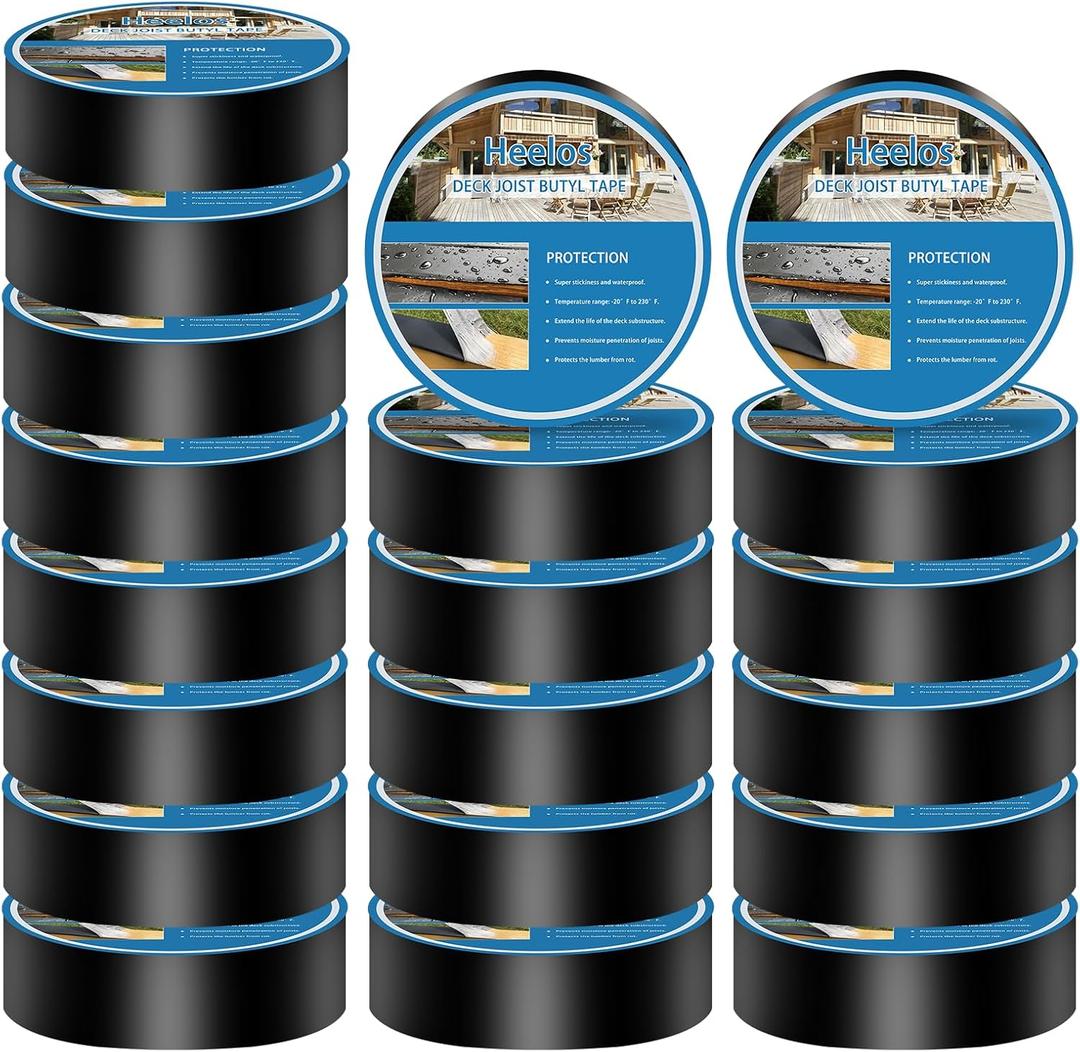 Joist Tape for Decking 1-5/8''50',20 Pack Weather-Resistant Butyl Deck Joist Tape,Waterproof Joist Decking Tape for Flashing Deck Joists and Beams Building Joists, Black