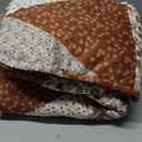 Dobuyly Fall King Size Bedspread, Brown Floral Triangle Patchwork King Size Quilt Fall Bedding Set, Soft Lightweight Microfiber Coverlet Set (1 Quilt, 2 Pillow Shams)