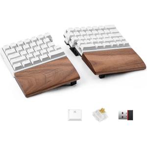 Wireless Ergonomic Split Mechanical Keyboard with Wrist Rest- Tactile, RGB, Foam, Hot-Swappable, Compact 60% Layout, Palm Rest, Programmable for Mac & Windows, PBT Keycaps (RGB+Foam+Palm Rest)