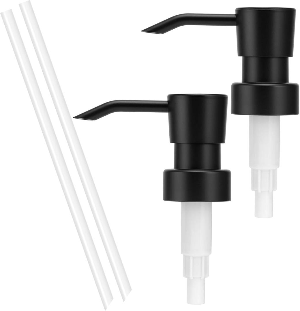 Soap Dispenser Pump Replacement for Standard 28/400 Thread Size Refill Dispenser Pump Head for Lotion Dish Soap Kitchen Bathroom Countertops,2 Pack(Black)
