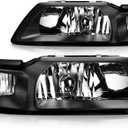 ECCPP Headlight Assembly For Ford Mustang 1999-2004 Driver and Passenger Side (Clear Lens Black Housing Clear Reflector)