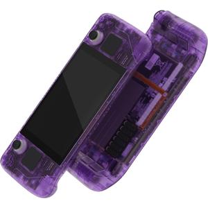 eXtremeRate Custom Faceplate Back Plate for Steam Deck LCD, Clear Atomic Purple Handheld Console Replacement Housing Case, DIY Full Set Shell with Buttons for Steam Deck Console - Console NOT Included