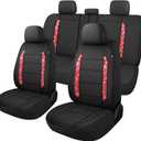 CAROMOP Bling Leather Car Seat Covers Full Set for Cute Women Girl-Shining Rhinestone Waterproof Seat Cover for Automotive,Universal Fit Most Cars Sedans SUVs Trucks(Red Diamond)