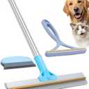 Carpet Rake for Pet Hair Removal - 54''Adjustable Long Handle Carpet Rake, 3 in 1 Reusable Silicone Carpet Broom with 2 Lint Scrapers, Pet Hair Remover Broom for Rugs, Mats, Couch, Car Interiors
