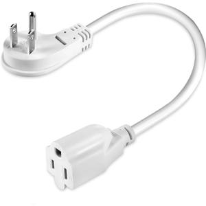 1875W Short Extension Cord,15A 14AWG Low Profile Flat Plug Heavy Duty Extension Cord Outlet Saver 3-Prong Grounded Power Extension Cable (White 1 Feet)