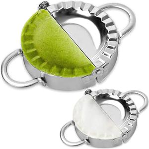 Stainless Steel Dumpling Ravioli Maker Press,AUAM 2 Pack Pierogi Mold - Wonton Mould, Easy-tool for Dumpling Wrapper Dough Stamp Cutter Pastry Pie Making (Small 3 inch,Large 3.75 inch) (Silver)