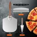 Pizza Peel Aluminum Pizza Spatula,14x 16" Metal Pizza Paddle with Foldable Wooden Handle,Pizza Rocker Cutter,Pizza Server,for Pizza Oven(Gift-Ready), 14in*16in