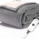 Sunbeam Electric Throw, Soft, Warm, Flannel Heated Blanket, 4 Heat Settings, 4-Hour Auto Shut-Off, Fast Heating, Comfy and Cozy, Grey Color, 50" x 60"