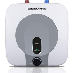 BISELONG 110V-120V 1440-1500W Small Under Sink Tank 2.5 Gallon Water Heater Hot Storage, Mini Instant Electric RV TR Trailer Kitchen Compact, Food Truck 2 PCs 16 Long 1/2FIP Stainless Steel Hose (BI-2.5)