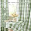 Amzdecor Christmas Buffalo Plaid Grommet Curtains 84 Inch Length, Green Semi-Sheer Gingham Check Farmhouse Rustic Textured Curtains Drapery for Living Room Bedroom,2 Panels 40" x 84",Green & White