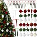 Jenaai 30sets/60pcs Christmas Velvet Ornament Set, Including 30pcs Christmas Balls and 30pcs Bows, Tree Hanging Decorations for Home Tree Festival (Wine Red, Fruit Green, White)