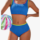 Charmo High Waisted Bikini Sets for Women Sporty Two Piece Swimsuits Color Block Neon Bathing Suit Swimwear 2026 M