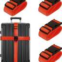 Luggage Straps for Suitcases TSA Approved Travel Belt 4 Pack by Chelmon (Red)