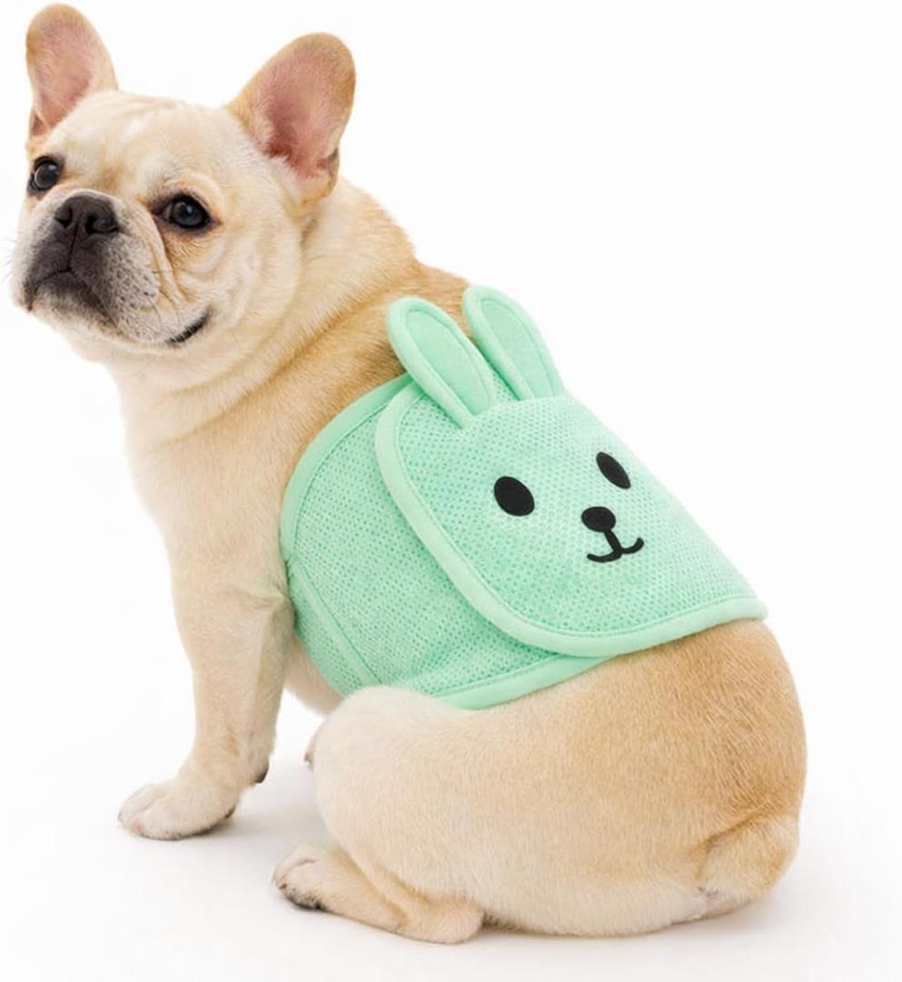 Cute Belly Bands for Male Dogs with 3D Ears, Washable Reusable Dog Diaper, Breathable Mesh Wrap for Training & Incontinence, Adjustable Comfort FitGreen-M
