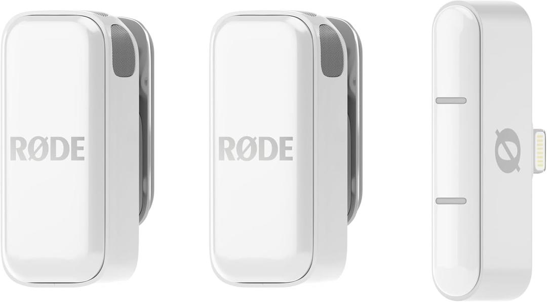  RØDE Wireless Micro - Compact Wireless Microphone, Two Mics with Charge Case for Smartphone Content Creation - Lightning, White