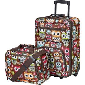 Rockland Fashion Softside Upright Luggage Set, Expandable, Owl, 2-Piece (14/19)