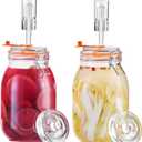 JILLMO 1.8 Liters Fermentation Jar, Glass Fermenting Kit with Weight for Making Sauerkraut, Hot Sauce, Mead, Cider and More, Pack of 2