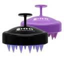 HEETA Scalp Massager Hair Growth 2-Pack, Soft Silicone Scalp Scrubber Shampoo Brush for Exfoliation Dandruff Removal Head Massage Stress Relax, Wet & Dry Use for Women Men Thick Thin Curly Hair Care (01- Black & Purple)