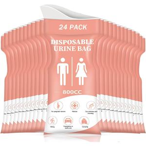 DIBBATU Disposable Urinal Bag, 24 PCS 800ML Emergency Urine Bag, Unisex Urinal Bag, Portable Camping Pee Bag, Travel Urine Bags Vomit Bag for Traffic Jams, Camping, Hiking, Pregnant, Patient, Kids