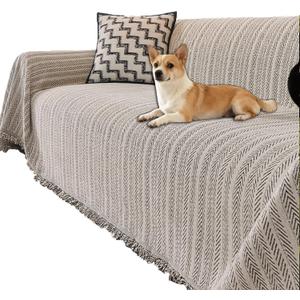 WDRLZYPP Soft Chenille Sofa Couch Cover Washable Anti-Slip Sofa Slipcover for Dogs PetPet Friendly Sectional Couch Cover Blanket Furniture Protector for Dogs (BlackandWhite, 71in*165in)
