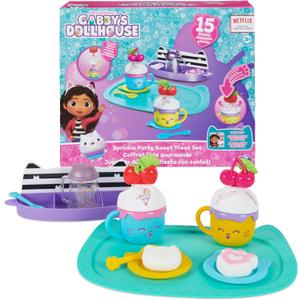 Gabbys Dollhouse, Sprinkle Party Sweet Treat Set, Pretend Play Kitchen Hot Cocoa Party Set with Fruit & Sprinkles, Kids Toys for Girls and Boys 3+