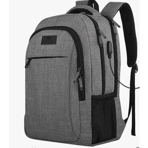 MATEIN Travel Laptop Backpack, Business Anti Theft Slim Sturdy Laptops Backpack with USB Charging Port, Water Resistant College School Computer Bag Gift for Men & Women Fits 15.6 Inch Notebook, Grey