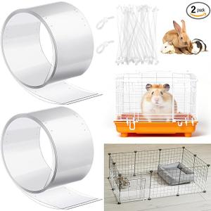 Juexica 2 Pcs 82.7 x 4.5 Inch Guinea Pig Cage Liner Clear Cuttable Critter Liner with Pre Drilled Holes Urine Guard Extra Long Liner with 100 Zip Ties for Rabbit Hamster Ferret Chinchilla