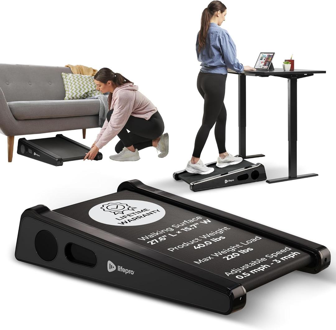 Lifepro Smallest Portable 30in Small Mini Walking Pad Treadmill Installation Free, Adjustable Incline, Under Desk Work Compact Treadmills for Home/Office - Max Load 220Lbs & Speed 3MPH