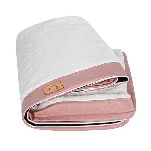 Sunheir Extra Large Washable Dog Bed Covers Soft Plush Replacement, Waterproof Dog Bed Liner, Pet Bed Cover with Zipper 41x27x3 Inches, Pink, Cover Only