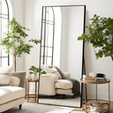 71x32 Modern Rectangle Aluminum Alloy Frame Full Length Mirror Floor Mirror with Stand,Black