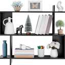 Danya B. Manasa Floating Geometric Kilter Two-Tier Wall Shelf - Black