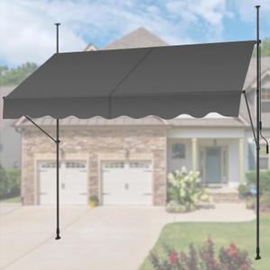KELIXU Manual Retractable Awning, 118-Inch Adjustable Retractable Awnings for Patio Door Exterior Sunshade Shelter, Window Awning Canopy with UV Protection for Backyard, Garden, Balcony - Gray, 118" x 47"