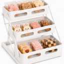 3-Tier Foldable Cookie Display Stand for Vendors, No Assembly Required Portable Bakery Rack for Bakers, Farmers Market Booths & Craft Fairs, Tiered Retail Dessert Display for Cupcakes, Pastries, Muffins & Treats