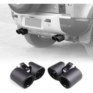 Dual Exhaust Tips Pipe Trim for 2020 2021 2022 2023 L@nd Rover Defender 90 110 Accessories, Carbon Fiber & Stainless Steel Tail Muffler Double Outlets End Pipe (Matte)