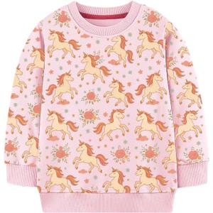 Girls Cotton Crewneck Sweatshirt  Toddler Girls Kid Graphic Shirts, 4Y