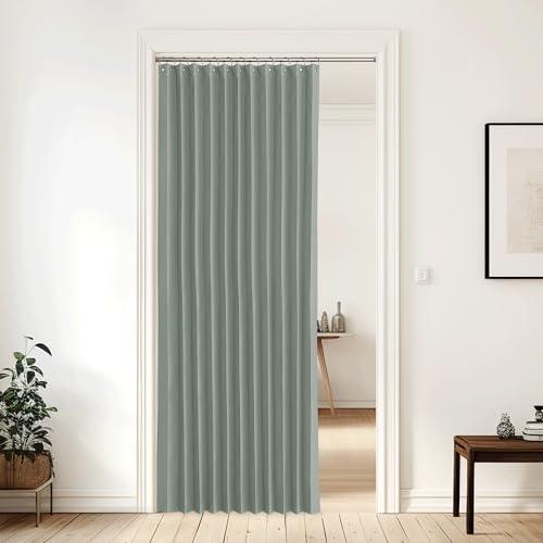 NICETOWN Closet Curtain for Open Closet, Door Curtain for Doorway, Thermal Insulated Privacy Blackout Grommet Drape 80 inches Long for Room Divider, 1 Panel, Sage Green, 60 x 80 Inch