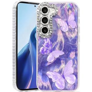 Casegis Compatible with Samsung Galaxy S23 6.1 Case,with [Shockproof Protective][Camera Protection] Cute Butterfly Aesthetic Phone Cover Anti-Yellowing Soft Slim Cover for Women Girl-Purple