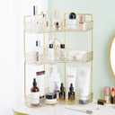 Modern Corner Bathroom Counter Organizer, 3-Tier, Vibrant Orange, 40+ Items Capacity