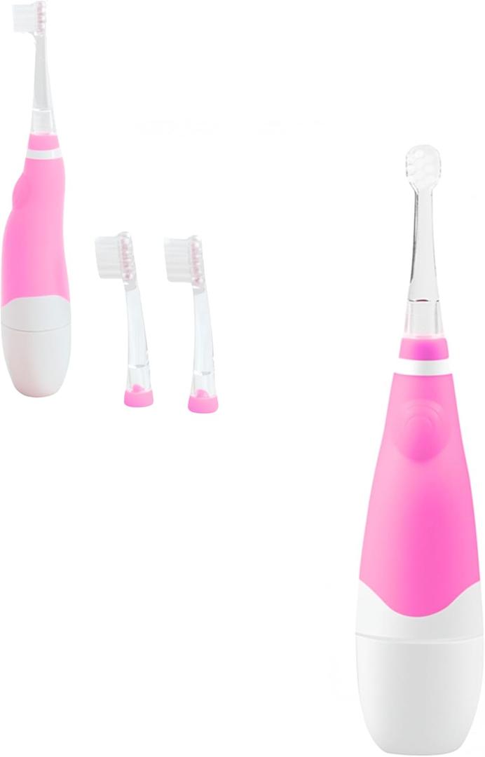 Electric Toothbrush For Dogs & Cats - Soft Bristle Pet Toothbrush, Rechargeable & Quiet, Ideal For Small Dogs And Cats (Pink-White Light (1 Small Brush Head + 2 Spare Large Brush Heads), Small)