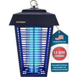 Flowtron Bug Zapper, 1-1/2 Acre of Outdoor Coverage with Powerful 80W Bulb & 5600V Instant Killing Grid, Electric Insect, Fly & Mosquito Zapper, Made in The USA