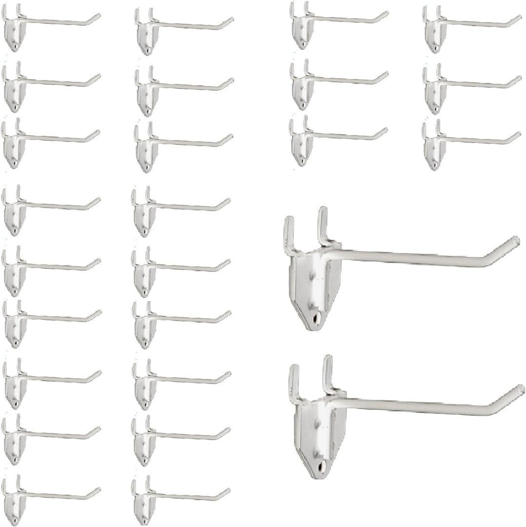 Eastern Tree 30 Packs 4" Metal Pegboard Hooks, Standard Hooks is Fit to Pegboard Display and Pegboard Panels, White