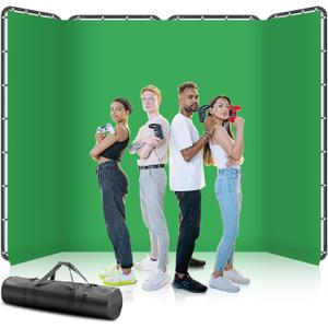 7.87ft x 13.12ft Large Green Screen Backdrop with Stand, Foldable Frame for Group Photo Backdrop, YouTube Creators, Streamers, Studio Photography, Video Shooting, Live Streaming & Gaming, Extra Large