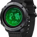 Military Watches with Compass Altimeter Barometer Pedometer Thermometer, Outdoors Watch for Men (1427-Black-NT)