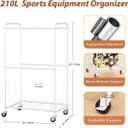 YKDIRECT 210L Rolling Ball Organizer with Locking Wheels - Large Sports Storage Basket for Basketball Soccer Football Volleyball, Steel Garage Equipment Cart with Elastic Rope for Household Storage
