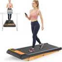Walking Treadmill Pad with 0-5% Incline, 2.5HP Compact Under Desk Treadmill for Home Office, Quiet Small Walking Mat with App Sync, Remote Control, LED Display (Yellow Runway)