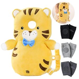 Feidoog Baby Head Protector Cushion Backpack with 3 Knee Pads for Walking & Crawling,Tiger